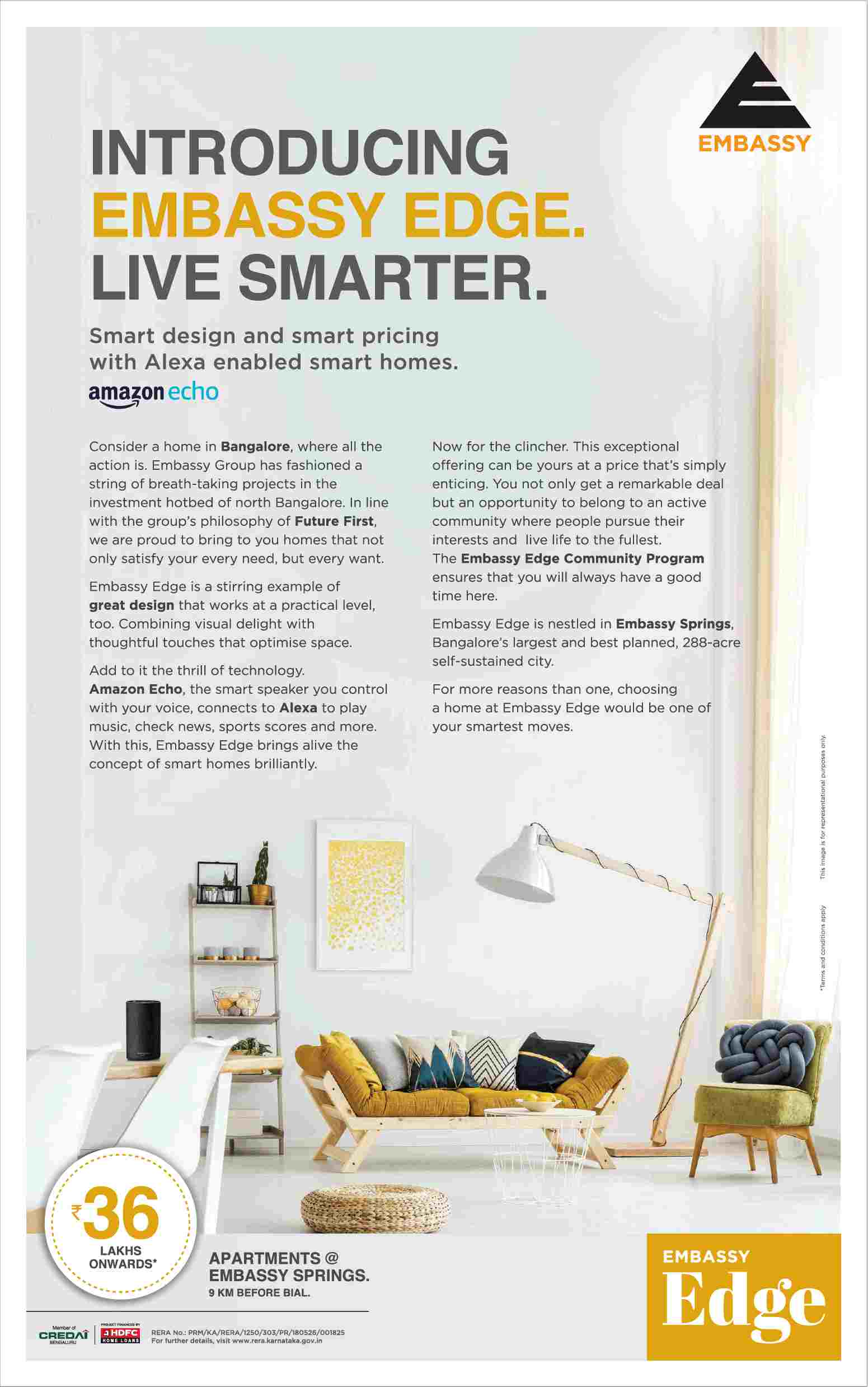 Book homes starting at Rs. 36 Lacs onwards at Embassy Edge in Bangalore